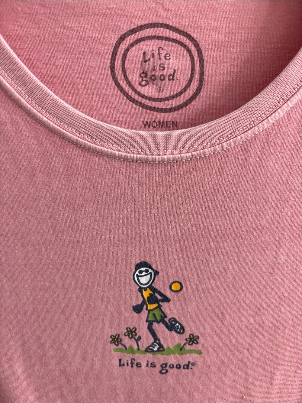 Life Is Good Pink Women's Graphic Tee with Runner